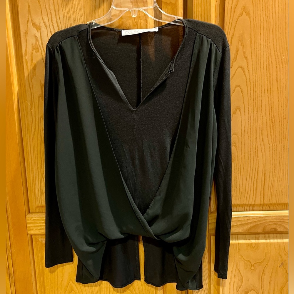 Lola & Sophie Green Long Sleeve Faux Wrap Top  XS